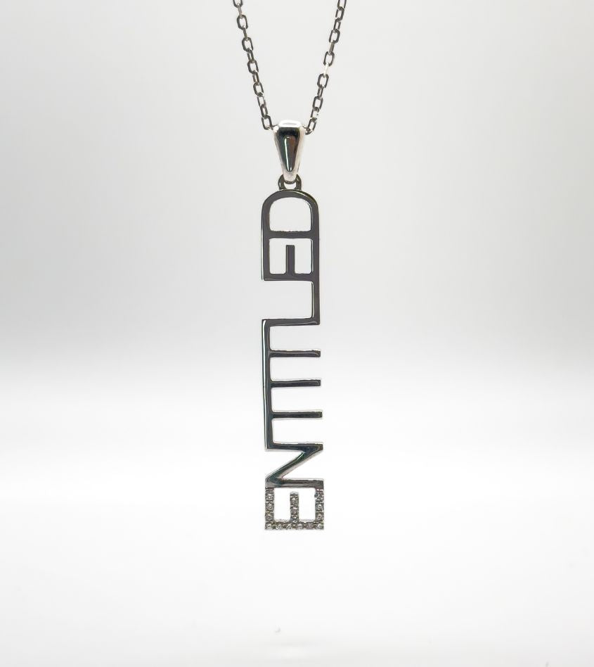Entitled Text Diamond Pendant
