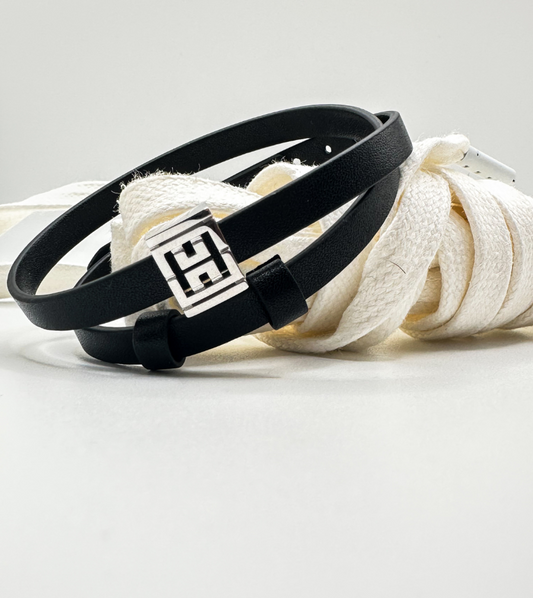 Leather Emblem Bracelet